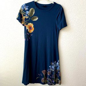 Desigual womens short sleeve floral knit dress size small 21swvkag